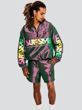 Surf Style Iridescent Shorts Large runs small 30-35" waist 7" inseam Gently worn